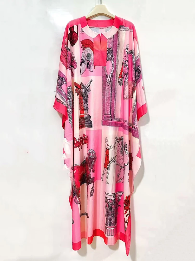 Robe pull à col semi-ouvert et imprimé géométrique rétro pour femmes, robe ample et bouffante, à la mode, été 2025