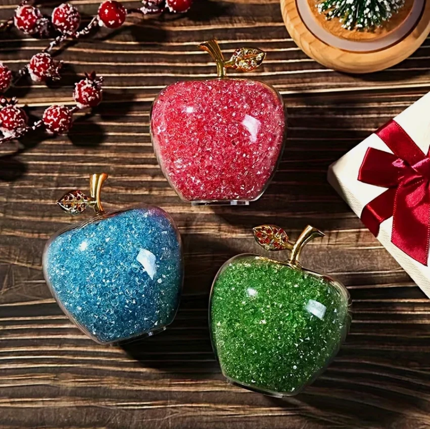 تمثال تفاح زجاجي لامع ، ديكور منزلي من الكريستال ، هدية عيد الميلاد ، زخرفة سطح المكتب ، هوب