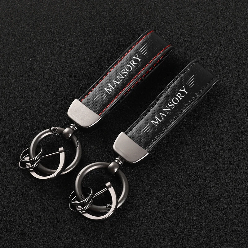 Leather car keychain Horseshoe Buckle Jewelry for Mansory  with logo car accessories