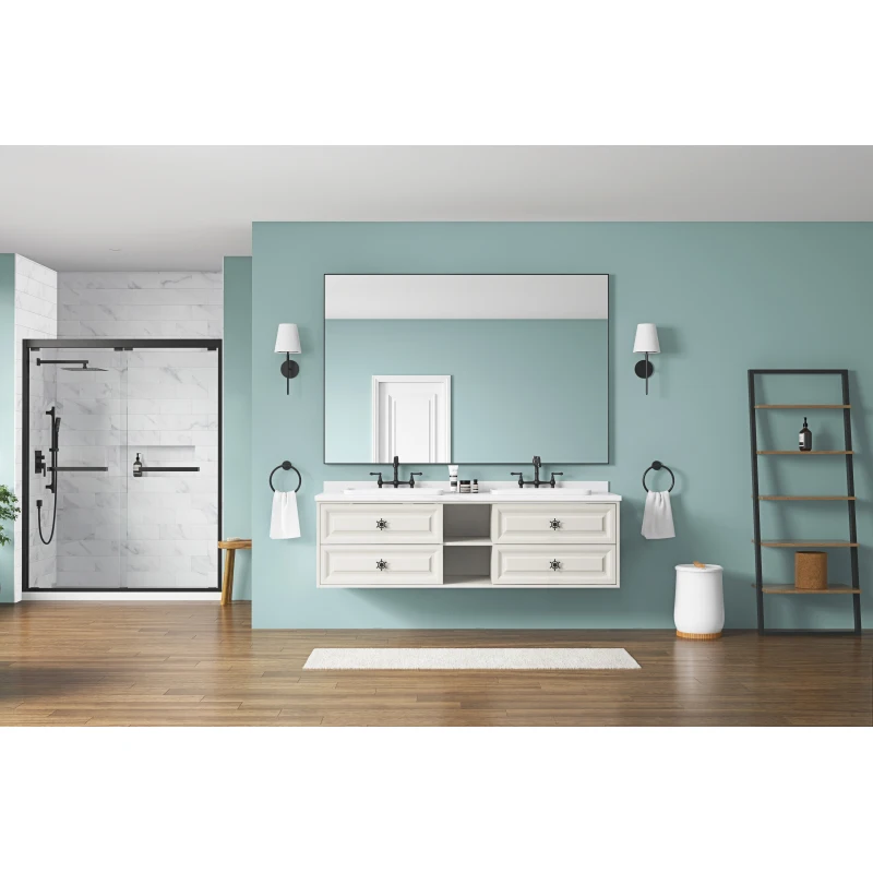 

Зеркало для ванной комнаты 84 x 48 дюймов с алюминиевой рамой, прямоугольное настенное туалетное зеркало