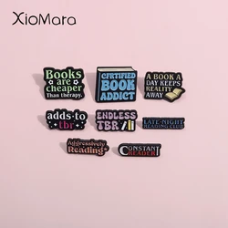 Agigressively Readind Enamel Pins Late Night Reader Club Constant Reader Brooch Lapel Badges Bookworm Jewelry Gift for Friends