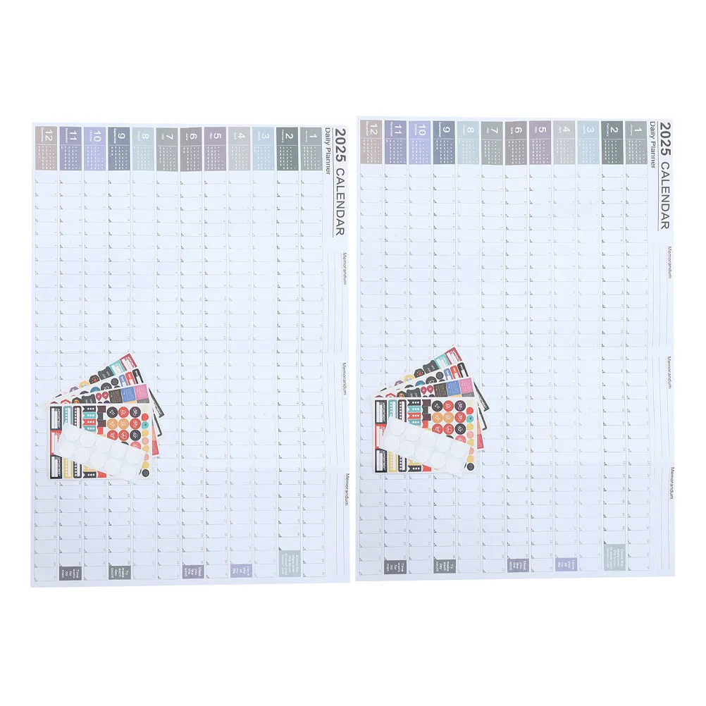 

2Sets Wall Calendars 2025 Decorative Monthly Calendar Large Format Office Schedule Planner Full Year Calendar Wall Calendars