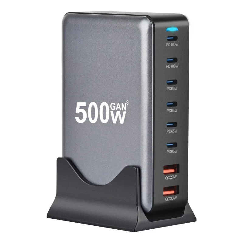 500W GaN Charger USB C Fast Desktop 8-port USB Type C PD Charger Fast Charge 3.0 USB Type C Fast Charger for Samsung