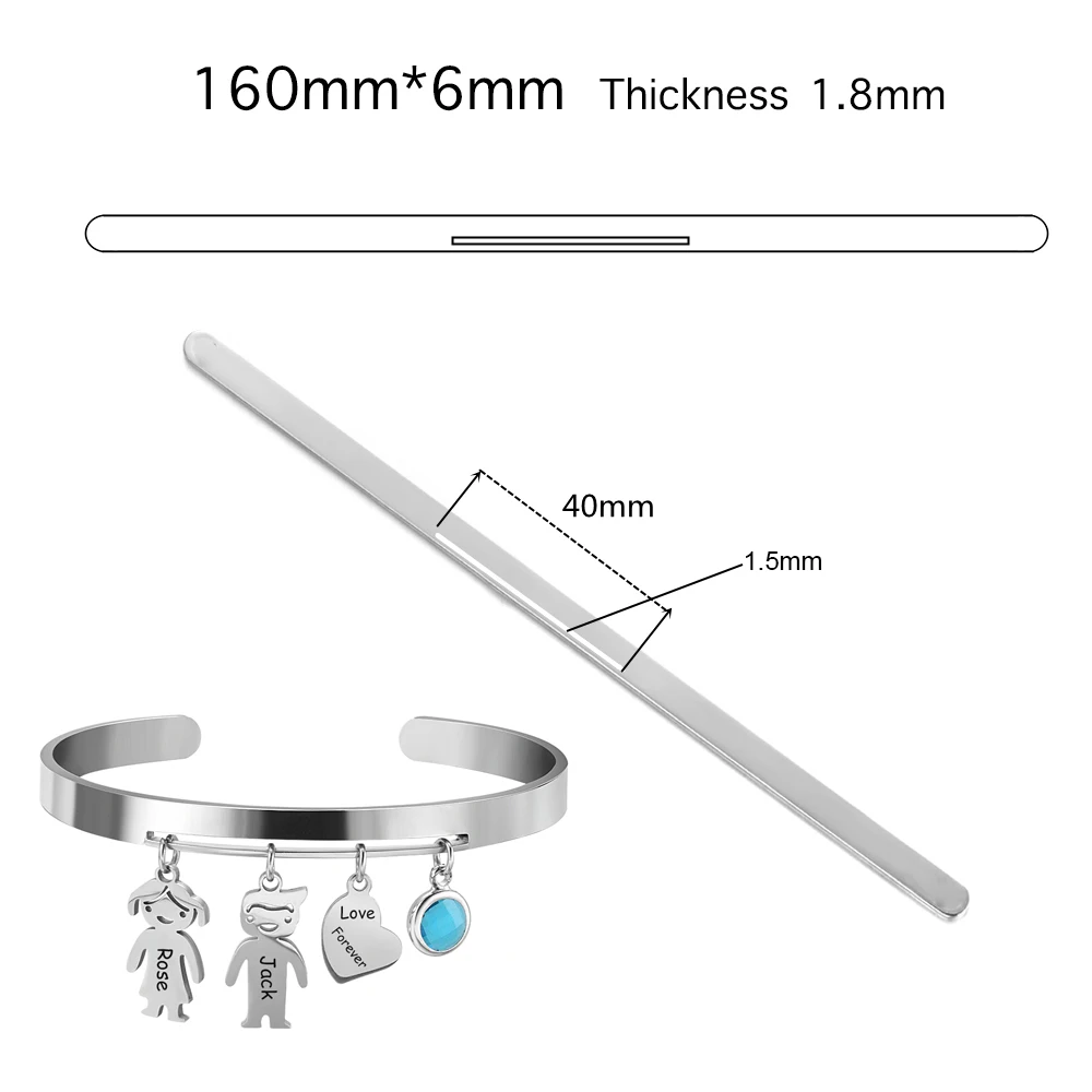 Aço inoxidável Straight Bar para DIY Espelho Cuff, escovado Matte Bracelet, em branco para fazer ferramentas, Bangle, Jóias, 4mm, 5mm, 6mm