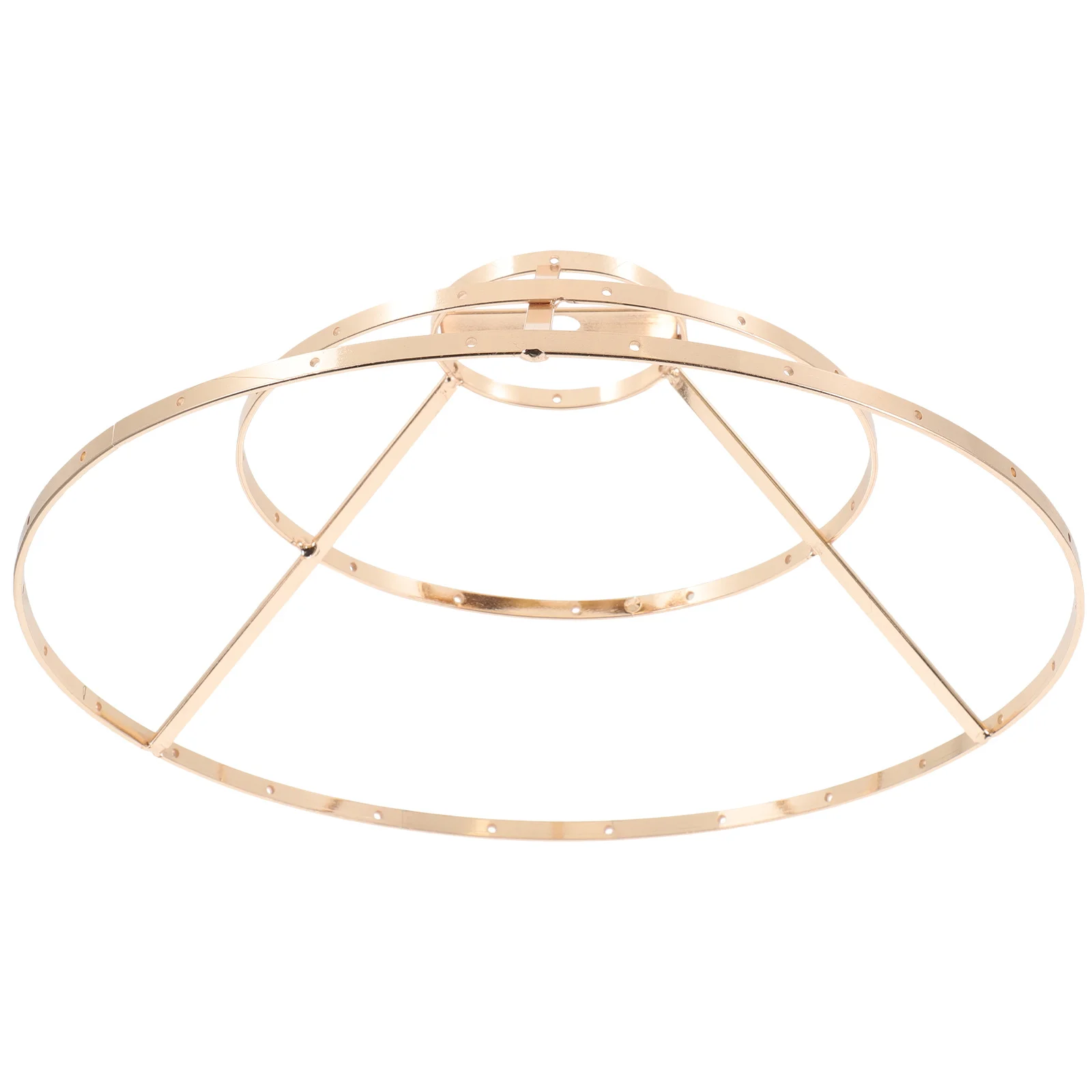 

Retro Wind Chime Chandelier Stand Lamp Shade Frame Iron Parts Double Layer Soft Light DIY Lampshade Holder Ring Cage for Repair