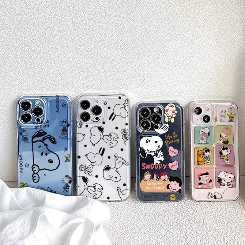 Case For iPhone 16 15 14 Plus 16E 13 12 11 Pro Max Mini cover Funny Snoopy Cute Soft