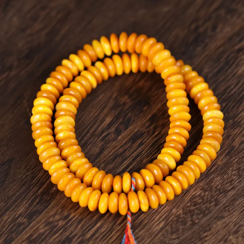 Tibetan-Style Amber-Colored Bone Beads, 108 Pieces, Bracelets And Accessories