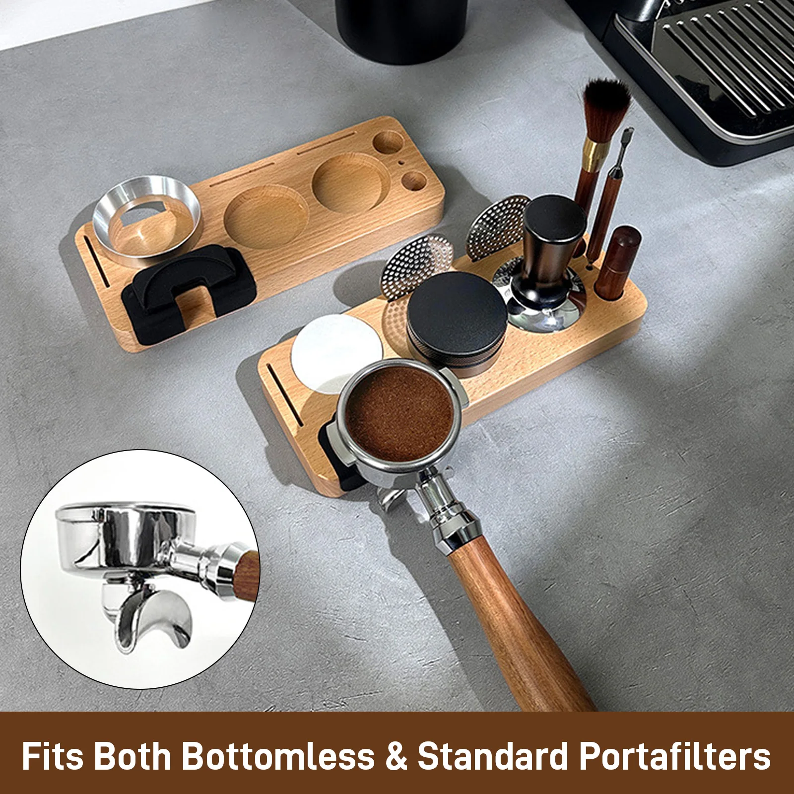 

Coffee Bottomless Portafilter Naked Replacement Filter Basket Espresso Machine Cafe Accessories for 51mm-58mm( 9-in-1)