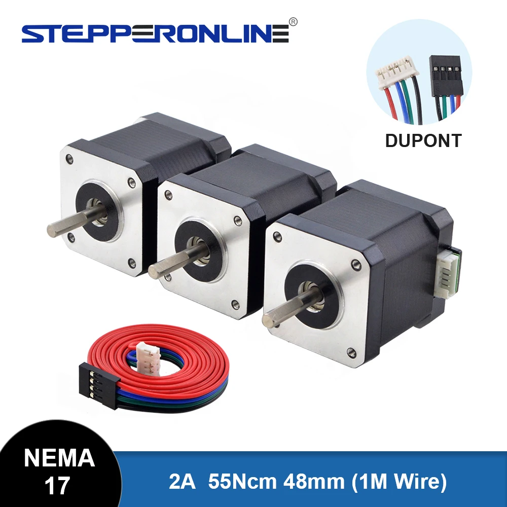 STEPPERONLINE Nema 17 Stepper Motor Motor 48mm 0.55N.m 2A Nema17 Stepping Motor for 3D printer CNC Engraving Milling Machine