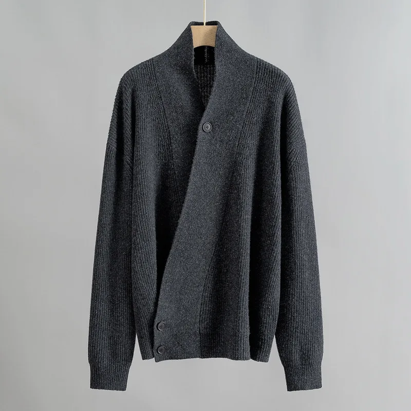 

Осенне-зимний новый кардиган-свитер унисекс из шерсти с V-образным вырезом, свободного кроя, вязаный, повседневный, мягкий, теплый, модный
