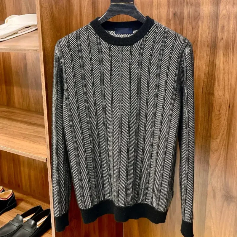 24AW Cashmere High-end Casual Men's Crew Neck Long Sleeve Knit Sweater Mens Clothing Cardigan Pullovers