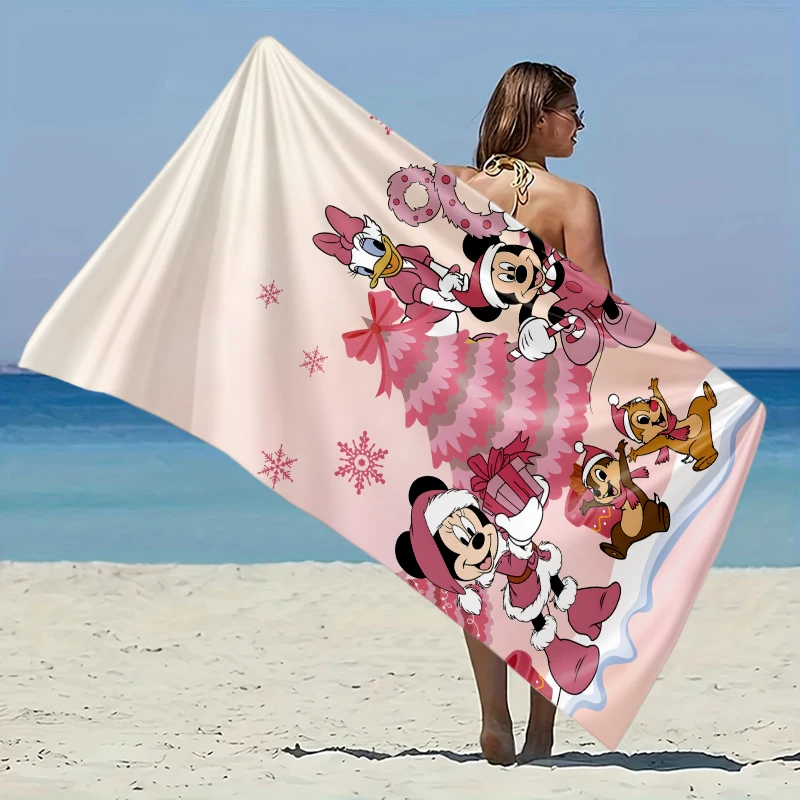 

Pink Mickey Family Beach Towel Disney Ultra-Fine Fiber Lightweight Quick-Dry Hawaii Beach Party Travel Swimming Quickdry Fabric