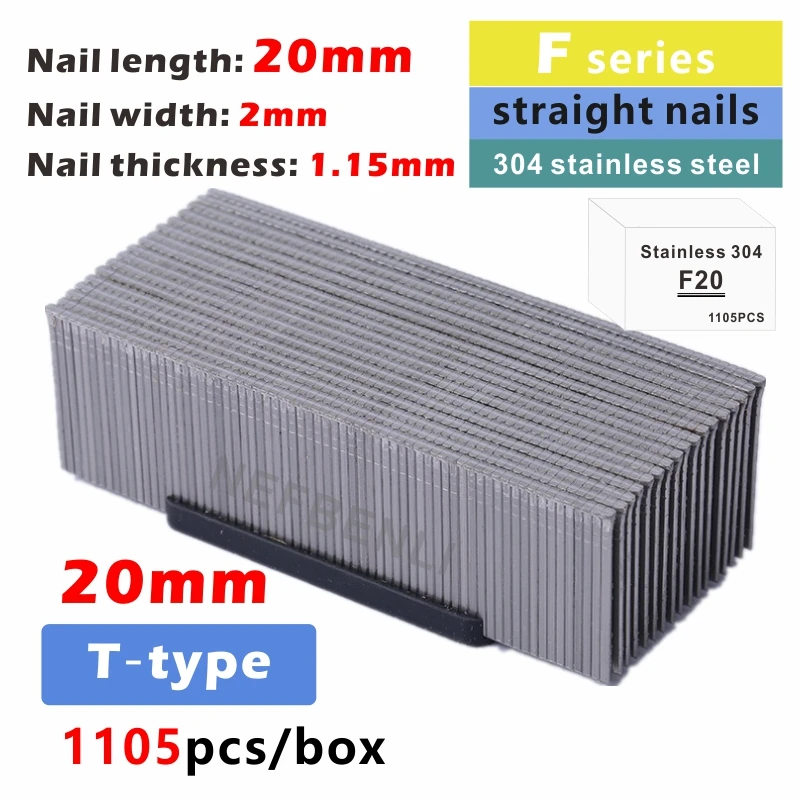 304 Roestvrij Stalen Deur/T Vormige Nietjes F15/F20/F25/F30/T50/Nail Pneumatische pistool Recht 10J Serie Houtbewerking Meubels Diy