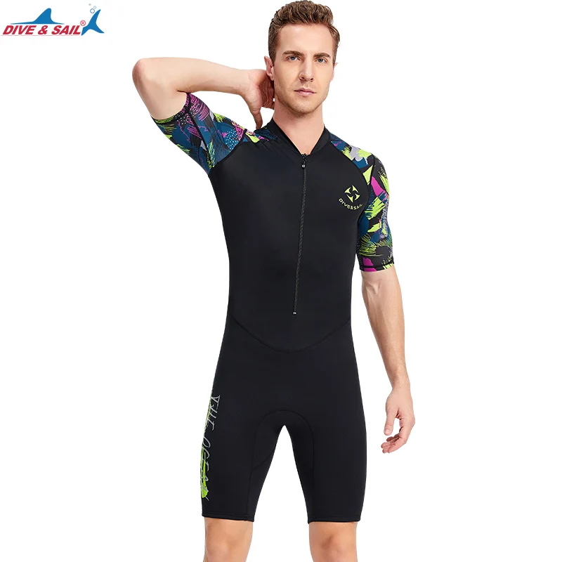 Adult 1.5mm Neoprene Main Body Shorty Wetsuit Summer Snorkeling Scuba Diving Suit Long/Short Sleeve For Couples UPF50+ Swimsuit