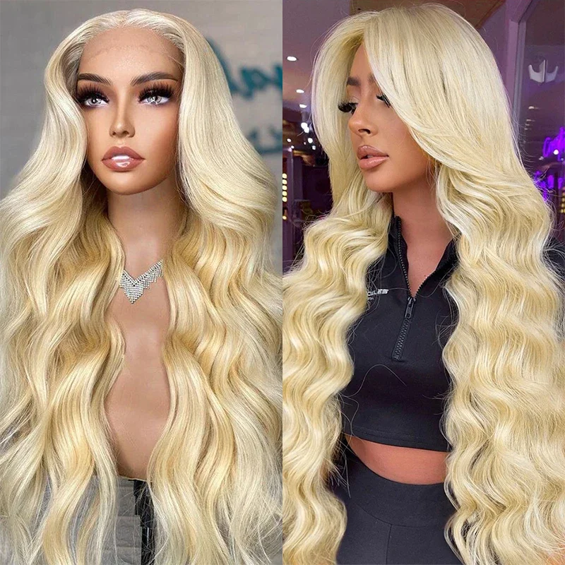 34 Inch 613 Honey Blonde Body Wave 13x6 Transparent Lace Frontal Human Hair Wig 250% Lace Front Wig 5x5 Closure Wig