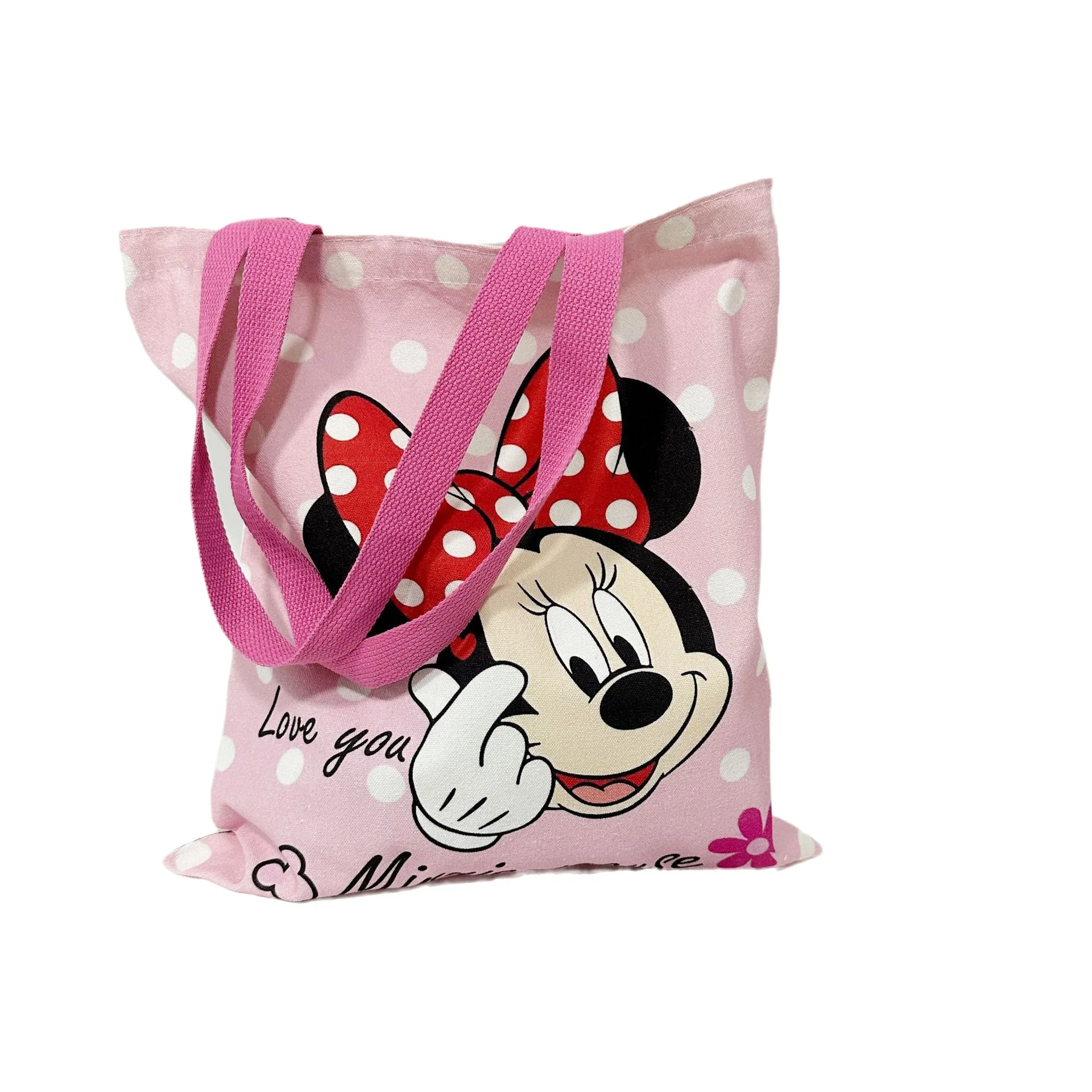 Disney-Bolso de mano de Minnie y Mickey Mouse para mujer, bolsa de lona de gran capacidad, ideal para regalo