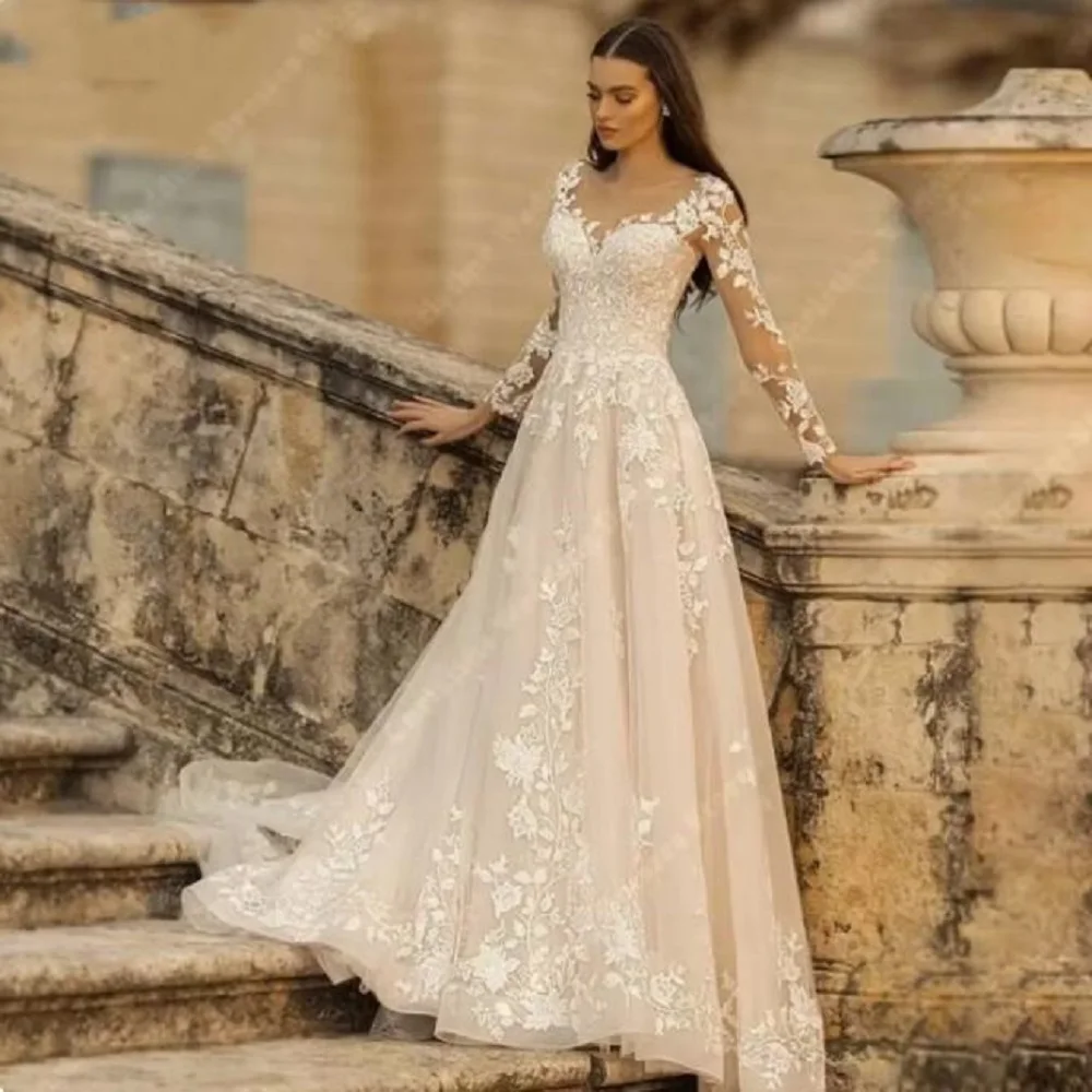 

Customized ZJ9371 Charming Lace Wedding Gown Customized Off-shoulder A-line Garden Bridal Dress 2025 Plus Size Boho Bride