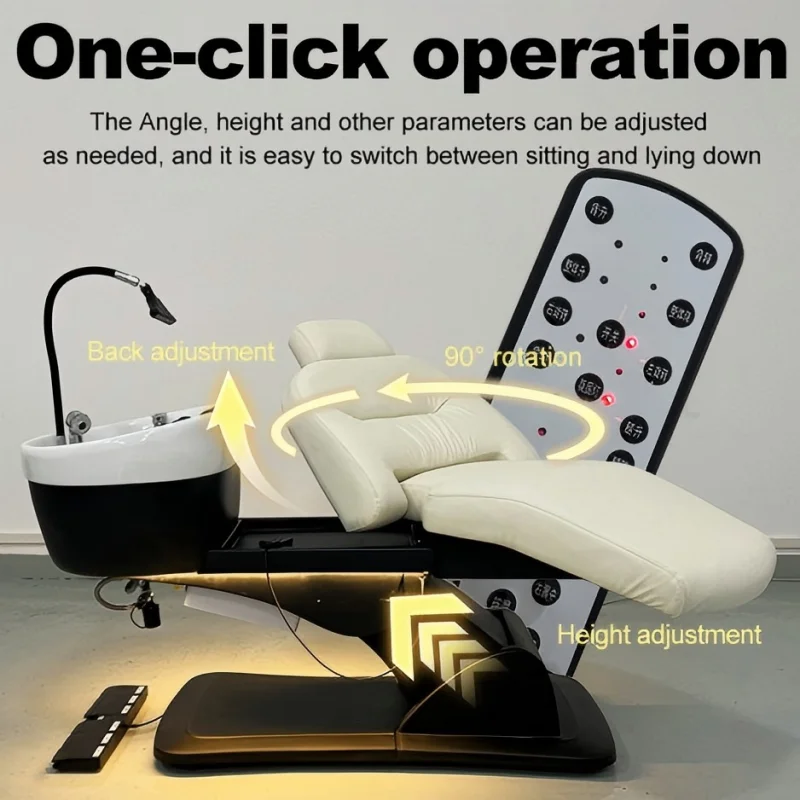 Hot Sale Salon Shampoo Chair with Massage Eco-Friendly Head Spa Shampoo Bed PU Leather Comfortable Beauty Salon Salon Furniture 2