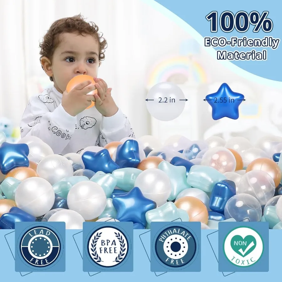 Ball Pit Balls 100pcs Crush Proof Plastic Star Balls 's Toy Balls Macaron Ocean Ball for Birthday Party Tent Games Pool