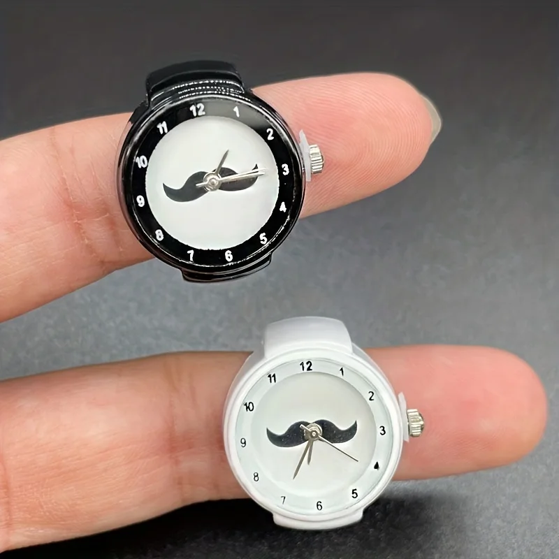 Beard hot selling ring watch that can show time, personality cute student ring watch, trendy finger watch