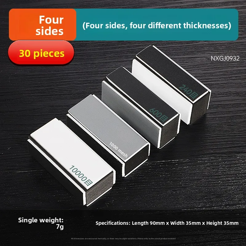 XMSJ Thick Sponge Sanding Blocks 30Pcs Four‑Side Different Grit Double‑Sided Abrasive Sponge for Grout Wall Paint Wood Furniture