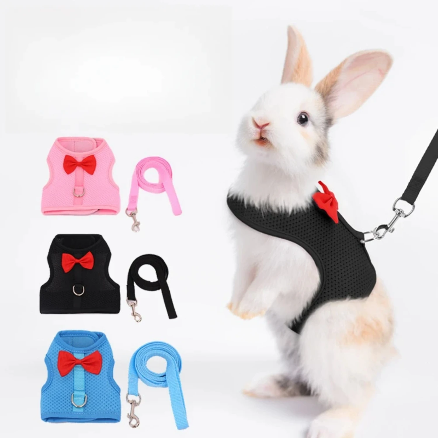 Soft, Comfortable, Cozy, Durable Padded Mesh Rabbit Harness - Gentle and Ideal Vest for Small Pets like Guinea Pigs, Bunny, and 