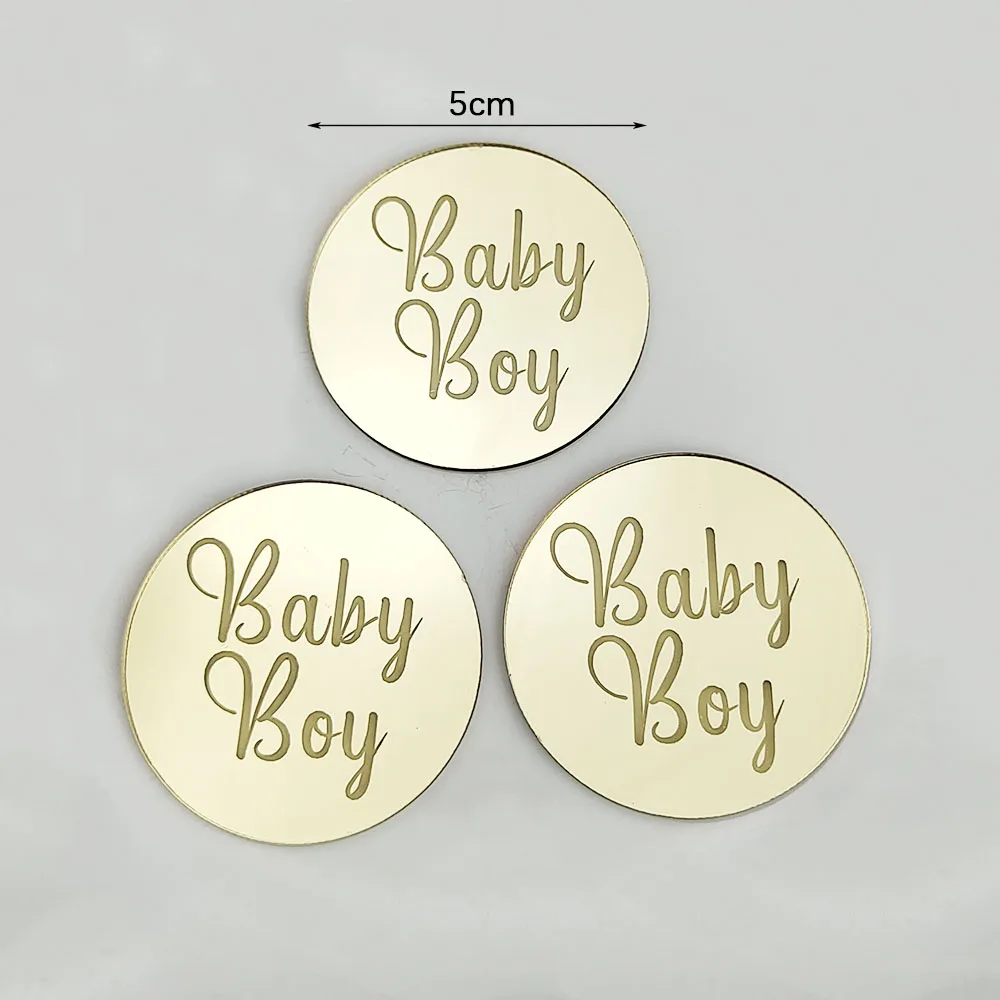 5/10 Stück Oh Baby Cake Topper Es ist ein Junge Mädchen Cupcake Topper Gold Acryl Kuchen Dekoration für Babyparty Geschlecht offenbaren Party – Detail 4