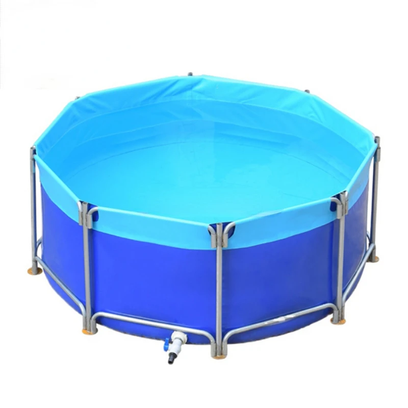 Plastic collapsible blue pvc tarpaulin fish farming tank, biofloc pvc water foldable fish pond tarpaulin tank