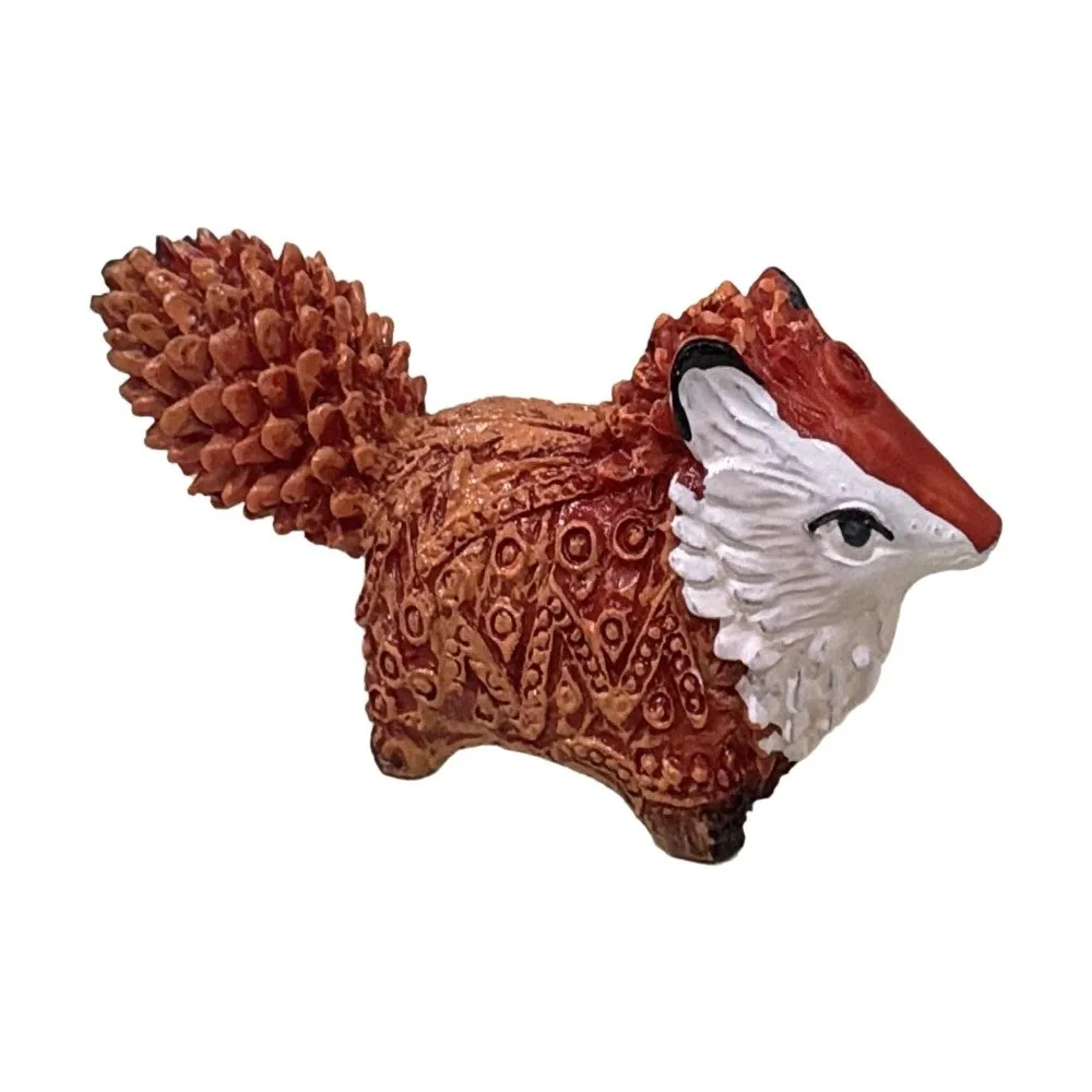Resin Fox Totem Statue 2.76 X 1.57in Decorative Finish Animal Sculpture Freestanding Structure Craft Ornament For Friends