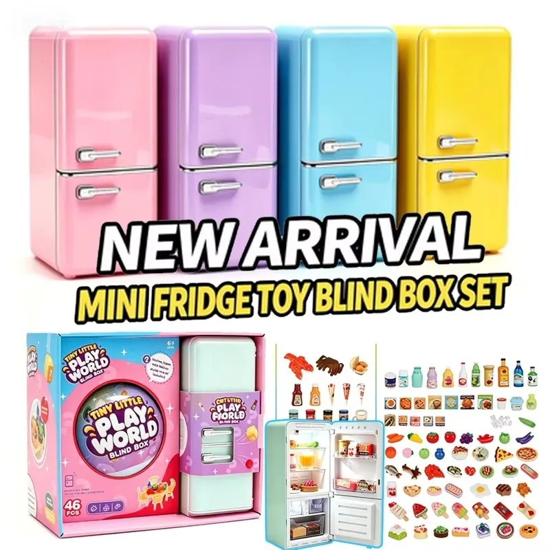 Mini Fill The Fridge Refrigerator Set Ball Series Blind Box Mystery Play House Decor Toy For Kids Gifts Trendy Collectible ﻿ ﻿
