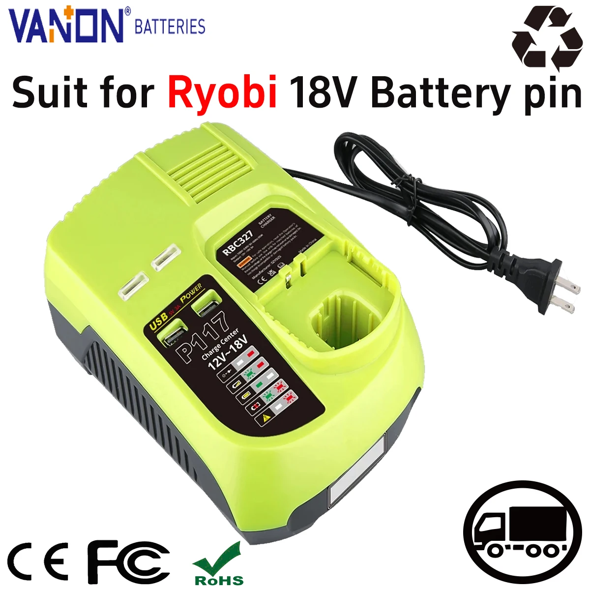 

Зарядное устройство VANON 18V P117B MAX для аккумуляторов Ryobi P102 P104 P105 P106 P108 (замена)