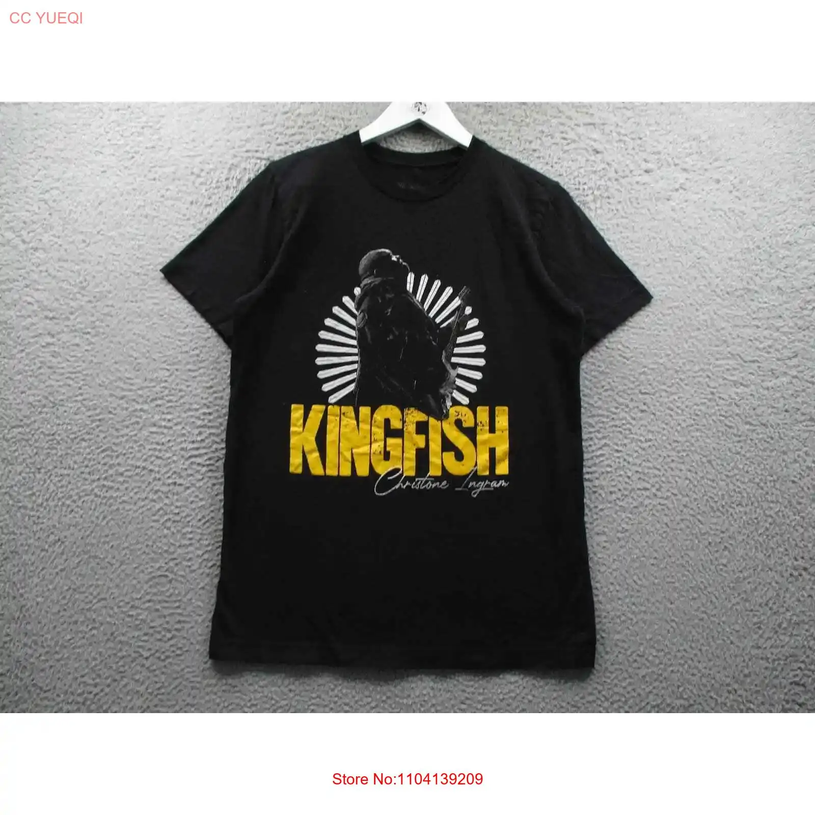 Kingfish Christone Ingram T-Shirt Men's S Short Sleeve Graphic Crew Neck Black long sleeves