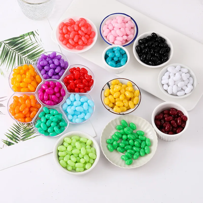 Simulation Resin Jelly Beans, Cute Mini Sugar Candy Food, DIY for Jewelry Making, Hair Bows Accessories, 100 PCs/Lot