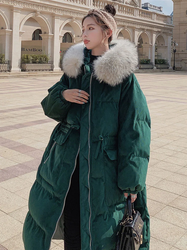 Imagem -03 - Inverno Dourado Cabolsa de Veludo Feminino Elegante Quente com Capuz Jaquetas Famale Novo Longo Parkas Senhoras Sobretudo Feminino Alta Qualidade