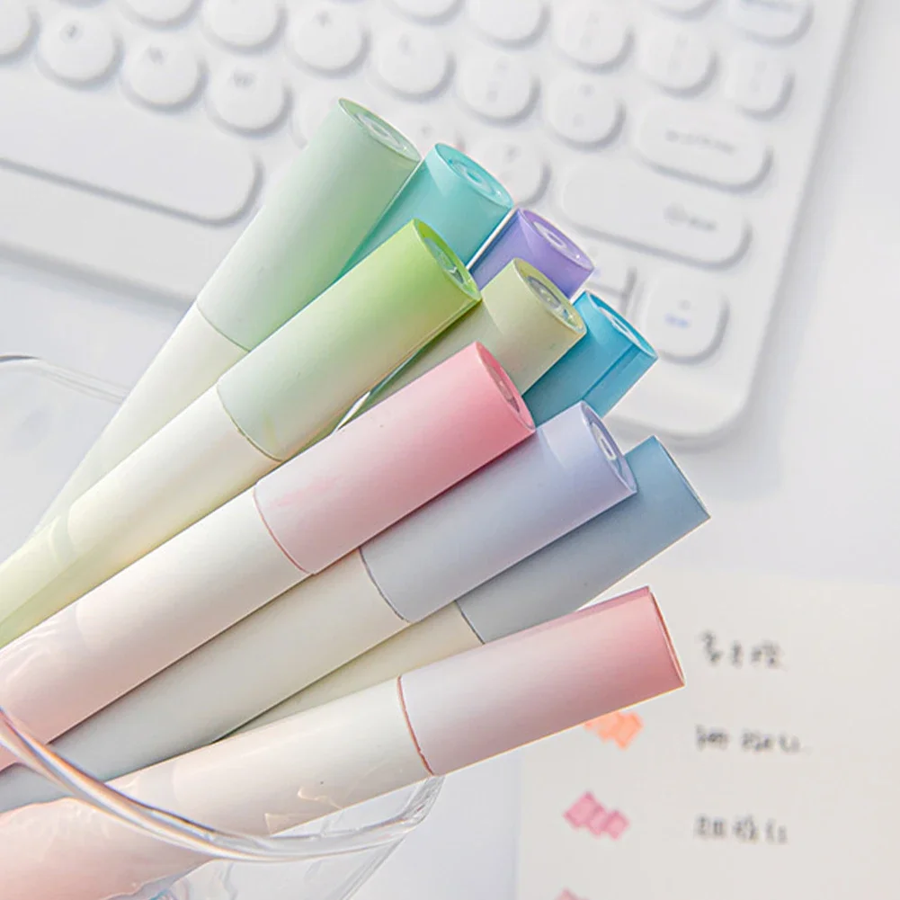 4pcs/set Macaron Color Gradient Highlighter Pens Kawaii Stationery Students Marker Pen Drawing Tool Cute School Office Supplies