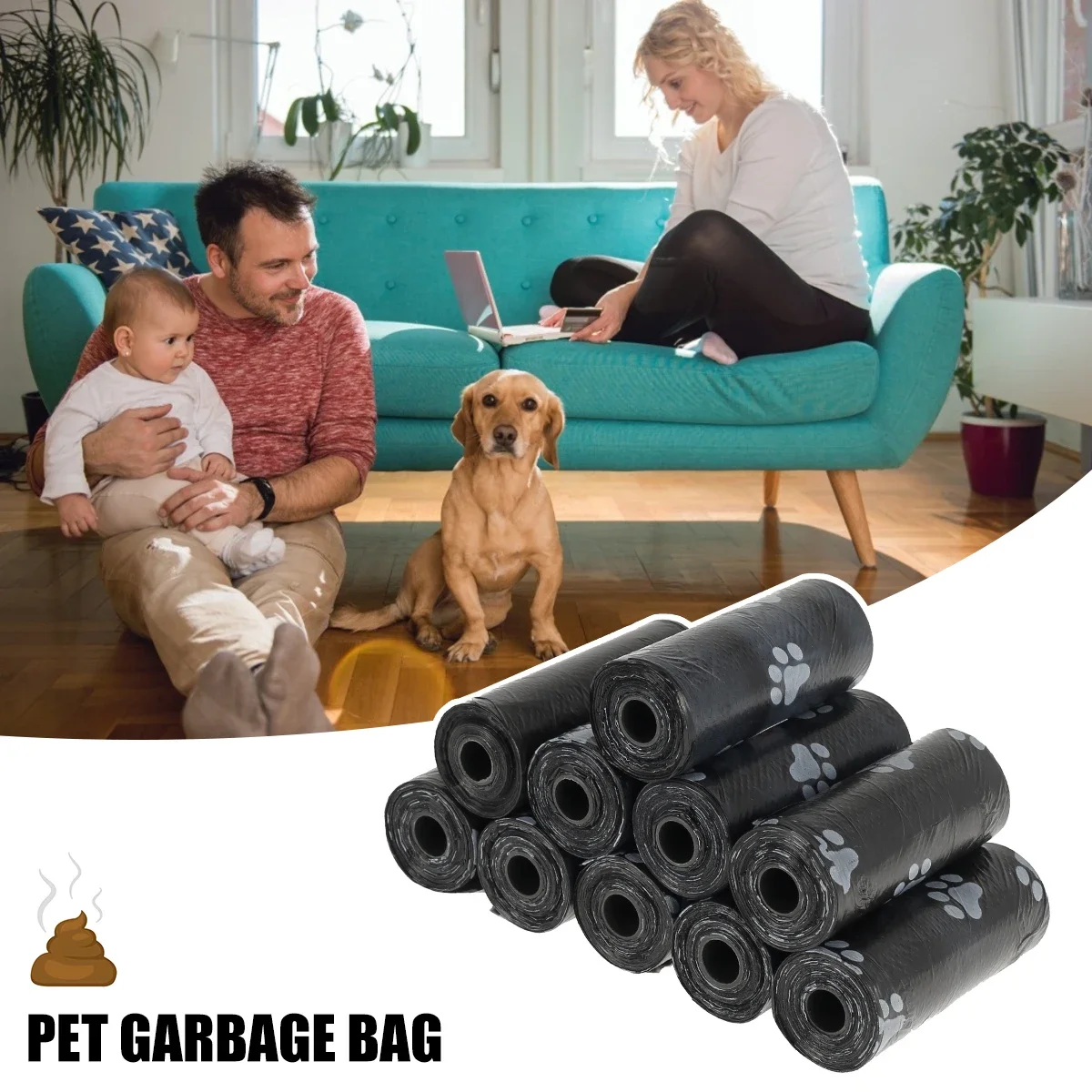 10/30/50Roll Dog Poop Bags Disposable Pet Waste Bags Dog Waste Bags Design Pet Poop Clean Pick Up Bone Bag Dispenser Tools