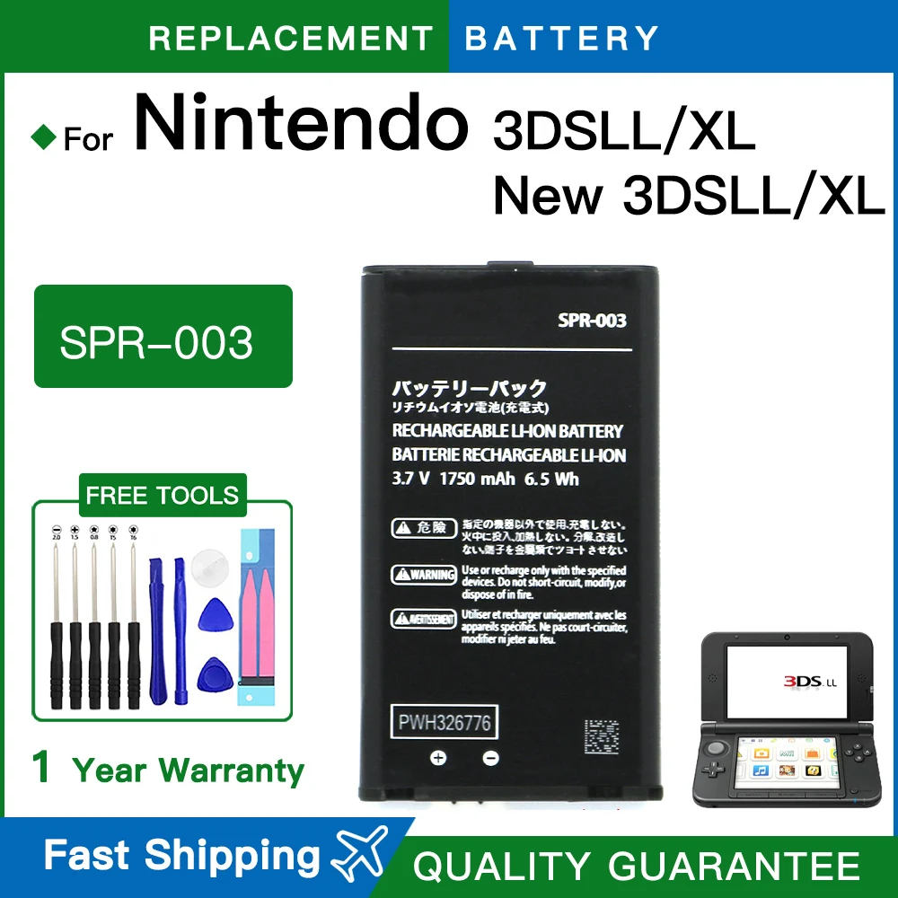 Spare Battery SPR-003 Rechargeable Lithium Batteries for Nintendo NEW 3DSLL 3DSXL Game Console 3.7V 2000mAh batteria +free Tools