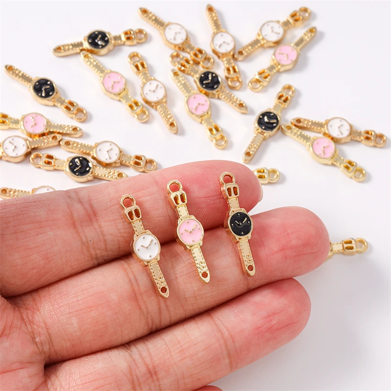 Duarte 20 Teile/los Niedliche Kleine Emaille Uhr Charms Anschlüsse für Schmuck Machen DIY Armbänder Halsketten Handgemachte Handwerk Liefert – Detail 3