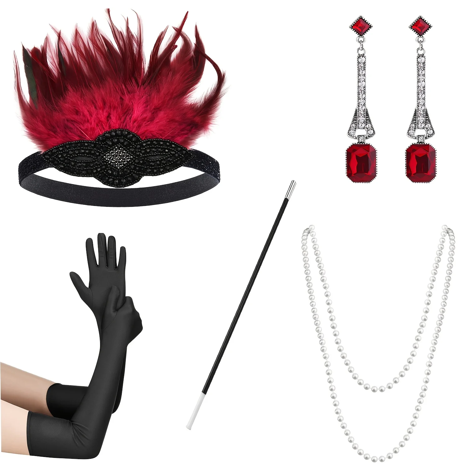 

1920s Women's Popular Fashion Accessories 1920s Gatsby Accessories Great Gatsby Feather Headband in Pink Nude