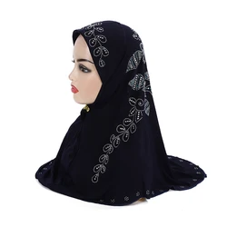 H102 gorgeous stones pray hijab muslim full caps islamic headscarf hat armia pull on headwrap scarf eldre women's hijabi hats