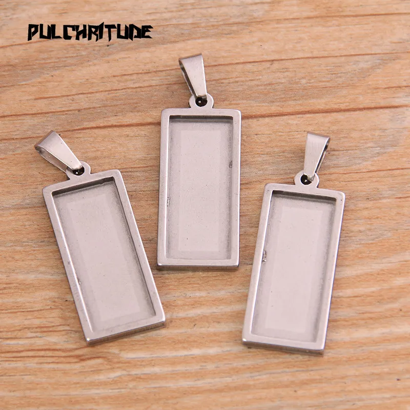 2pcs/lot Silver color color 5 Styles Stainless Steel Square Cabochon Base Setting Diy Blank Pendant Tray For Necklace Making