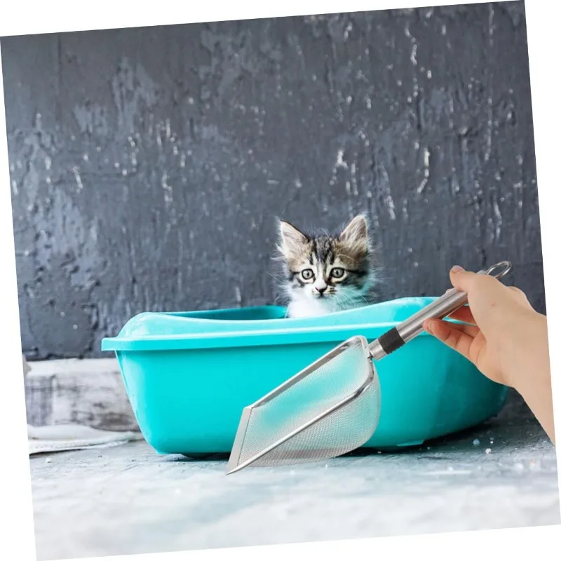 Litter Box Maintenance Cleaning Tool, Stainless Steel Metal Cat Litter Scoop, Fine Mesh Poop Sifting Shovel for Cat Owners