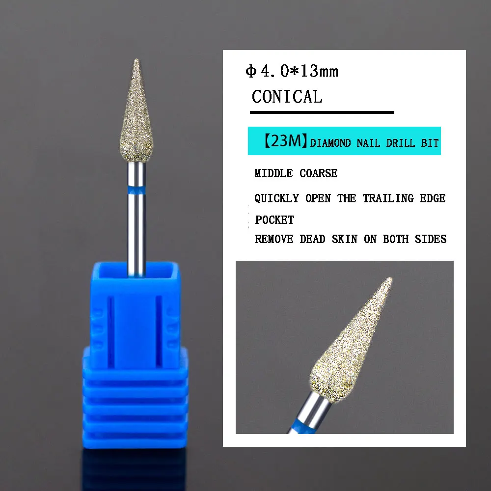 1Pcs Diamond Cuticle Clean Burr Nail Drill Bit For Manicure Round Cone Nail Drill Bits Russian Manicure Drills Accessories