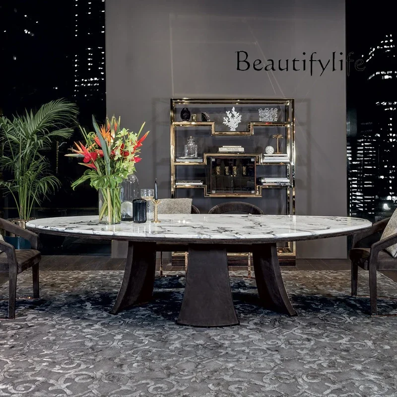 M Italian Light Luxury Natural Luxury Stone Dining Table Design High-end Special-shaped Dining Table Water Drop 2.8 Meters