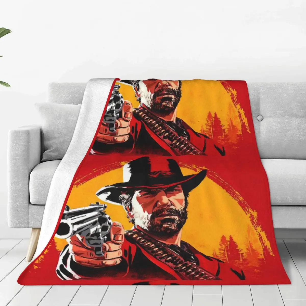 Red Dead Redemptions 2 RDR2 Flannel Blanket US West cowboy Vintage Throw Blankets for Home 125*100cm Bedspreads