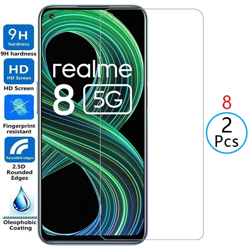 

Защитное закаленное стекло для Realme 8 4G/5G, 2 шт., защитная пленка для экрана Realme 8