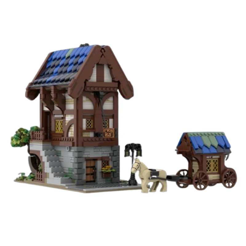 Spot MOC-153710 medievale Street House Architecture Series House Puzzle giocattolo fai da te modello ornamento regalo