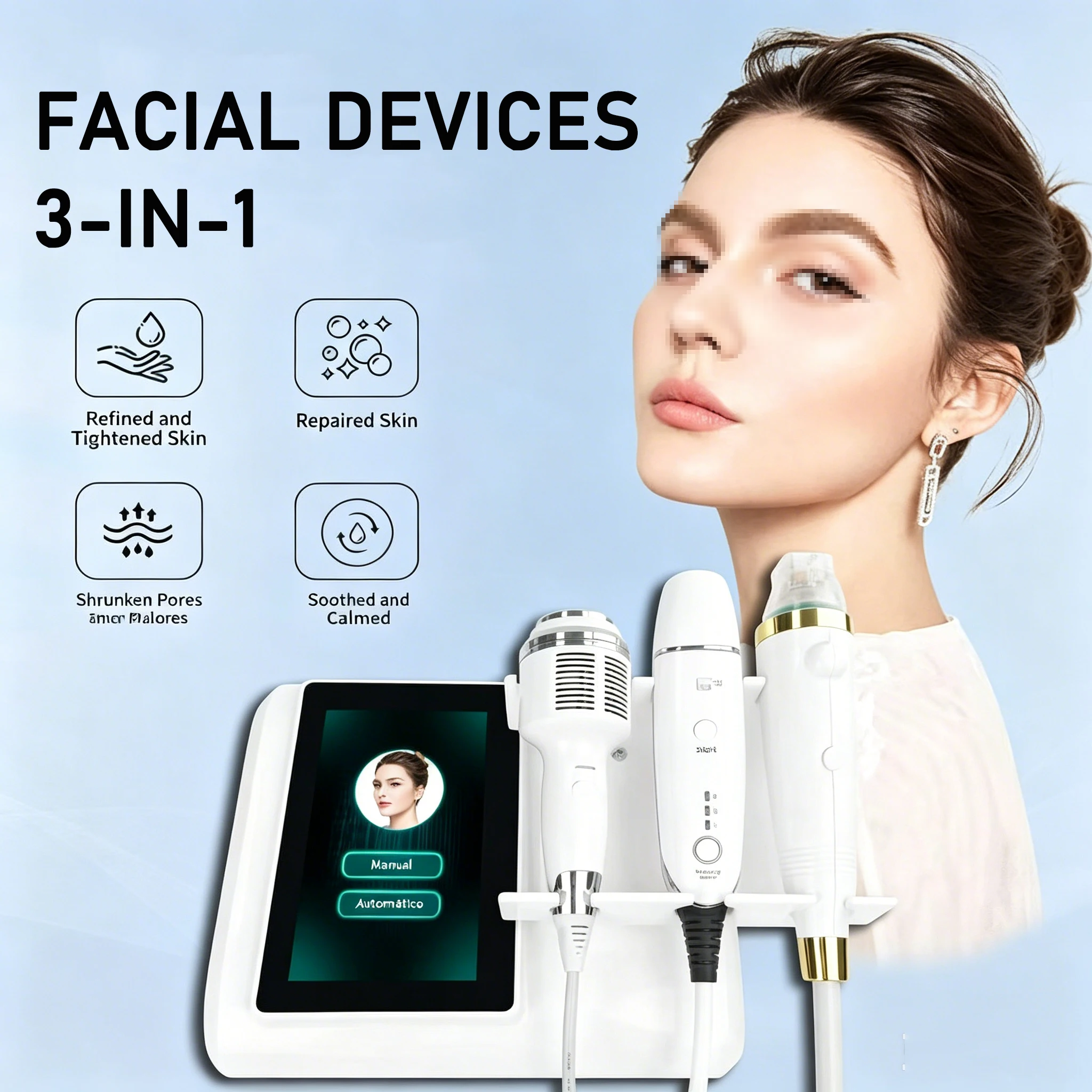 

New Facial Device 3-in-1 Tightens Skin, Tightens Pores, RF Ice Hammer Multifunctional Device Suitable for Beauty Salons