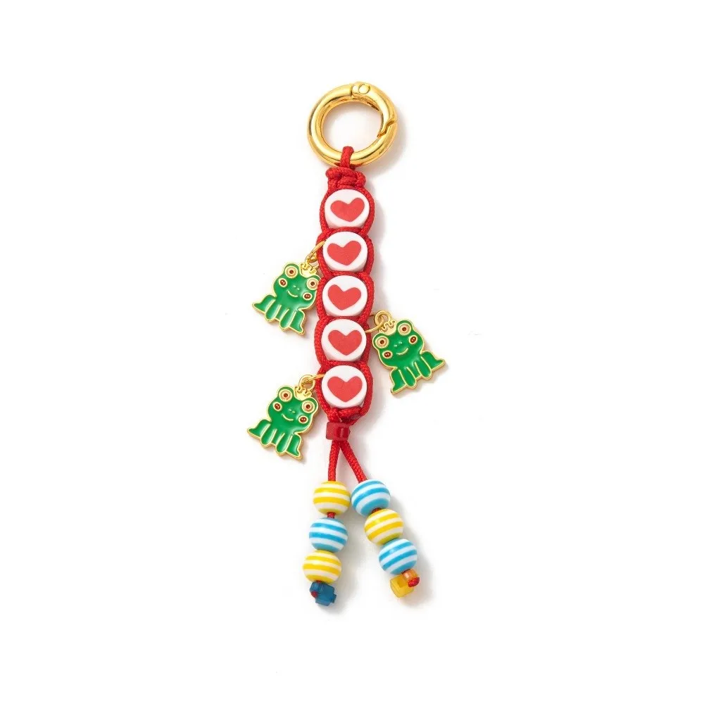 

Cute Bag Accessories Pendant Korean Style DIY Love Cherry Pendant Simple Fashion Accessories Colorful Rope Keychain
