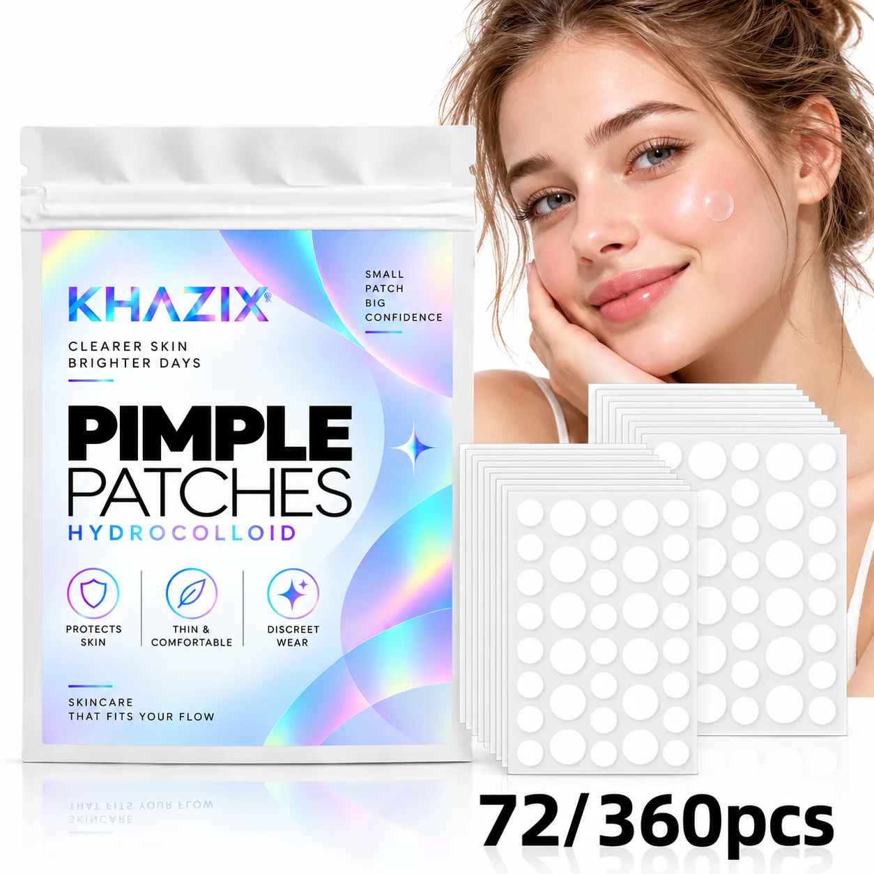 Acne patches, hydrogel acne concealer patches, daily facial care patches, blemish concealment